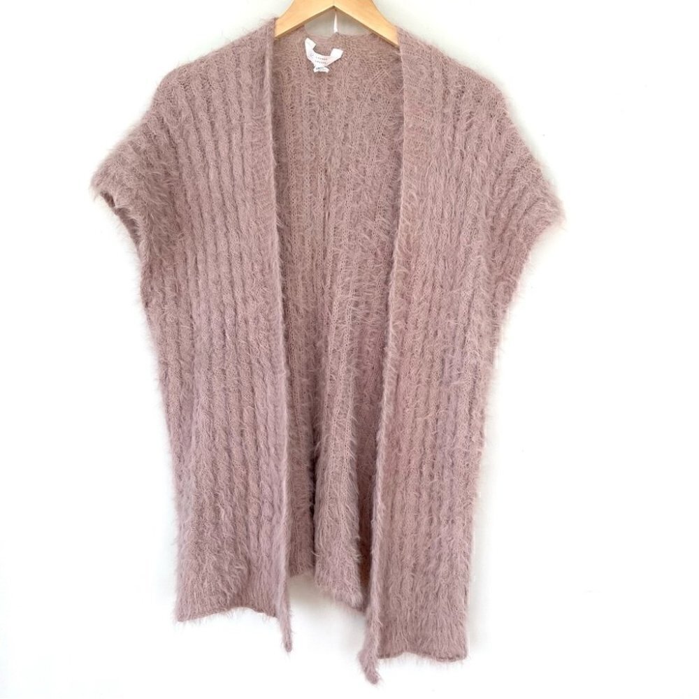 Lauren Conrad fluffy open vest, straight cut and loose fitting
